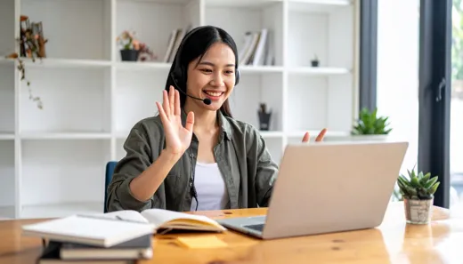 Student practicing pronunciation