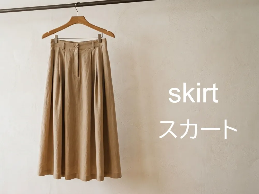 A skirt with the English word skirt and the Japanese katakana word スカート