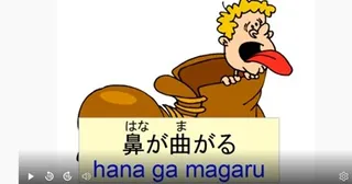 Japanese idiom 鼻が曲がる (hana ga magaru) – meaning and examples video lesson