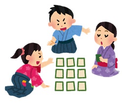 Children playing Karuta using Hyakunin Isshu poems in a Japanese classroom tournament