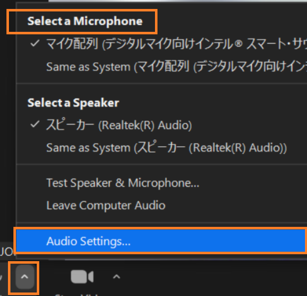 audio settings mic